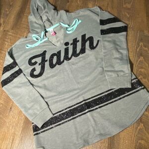 Inspirational Grey Hoodie Sweater w/Black Sequin